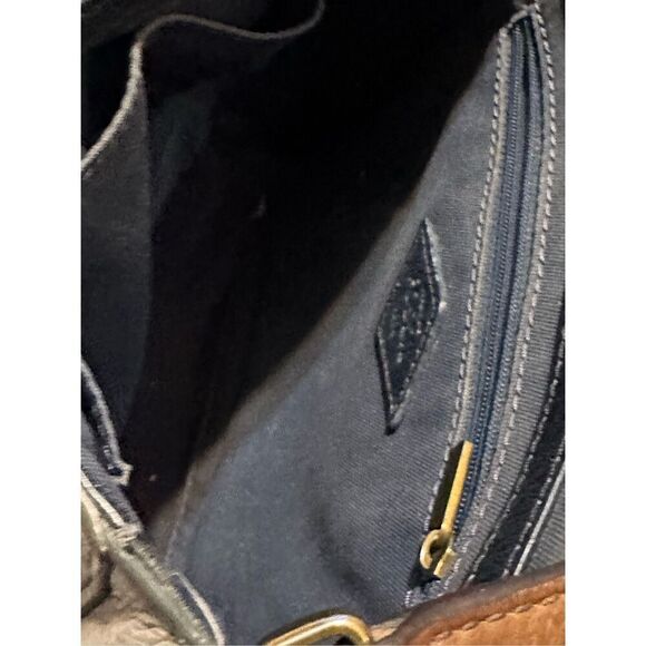 Authentic Fossil Pebbled Leather EMI Leather Saddle Bag Brown Multi - Picture 7 of 13